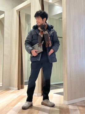 「TAKEO KIKUCHI（タケオキクチ）のアイテム（ダウンジャケット/コート）」を使った、URAさん（メンズ・165cm）の冬コーディネート