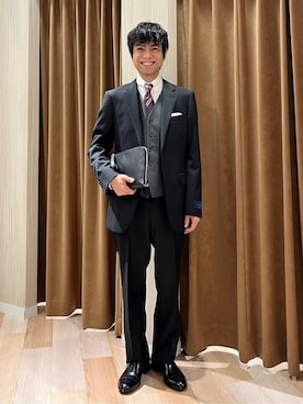 「アイテム（ポケットチーフ）」を使った、URAさん（メンズ・165cm）の夏コーディネート