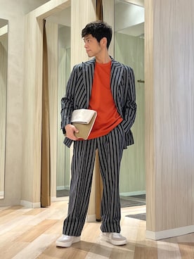 「TAKEO KIKUCHI（タケオキクチ）のアイテム（パンツ）」を使った、URAさん（メンズ・165cm）の春コーディネート