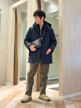 「TAKEO KIKUCHI（タケオキクチ）のアイテム（パンツ）」を使った、URAさん（メンズ・165cm）の冬コーディネート