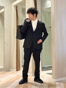 「アイテム（ノーカラージャケット）」を使った、URAさん（メンズ・165cm）の冬コーディネート