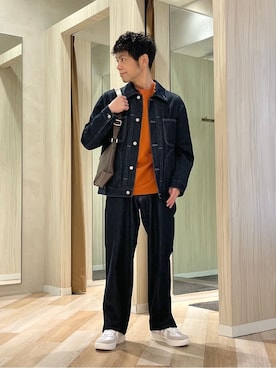 「TAKEO KIKUCHI（タケオキクチ）のアイテム（パンツ）」を使った、URAさん（メンズ・165cm）の春コーディネート