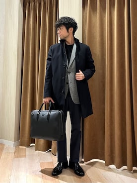 「アイテム（ビジネスバッグ）」を使った、URAさん（メンズ・165cm）の冬コーディネート