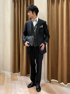 「アイテム（ポケットチーフ）」を使った、URAさん（メンズ・165cm）の冬コーディネート