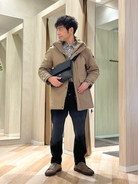 「アイテム（ダウンジャケット/コート）」を使った、URAさん（メンズ・165cm）の冬コーディネート