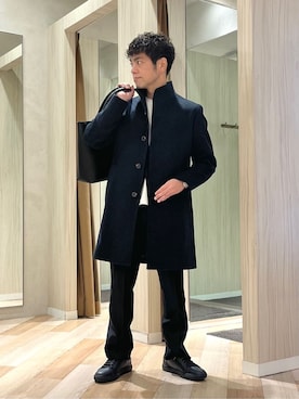 「TAKEO KIKUCHI（タケオキクチ）のアイテム（パンツ）」を使った、URAさん（メンズ・165cm）の冬コーディネート