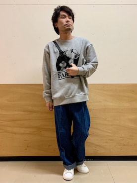 「PEANUTS（ピーナッツ）のアイテム」を使った、MATUさん（メンズ・165cm）の冬コーディネート