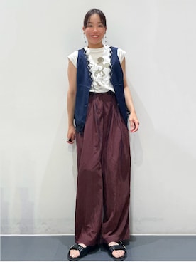 「アイテム（その他パンツ、レッド系）」を使った、ともも。さん（レディース・158cm）の夏コーディネート