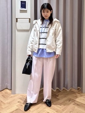 「grove（グローブ）の【貴島明日香さん着用】【撥水】きれいめに着こなせるマウンテンパーカ（ブルゾン、ホワイト系）」を使った、rifuさん（レディース・158cm）の冬コーディネート
