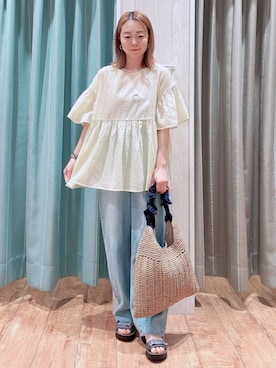 「Cutie Blonde（キューティーブロンド）のアイテム（デニムパンツ）」を使った、なみぞうさん（レディース・152cm）の夏コーディネート