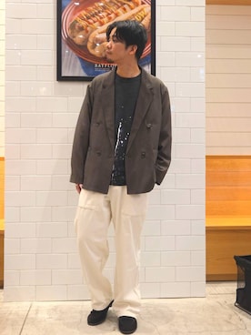「BAYFLOW（ベイフロー）のアイテム」を使った、なかむさん（メンズ・170cm）の秋コーディネート