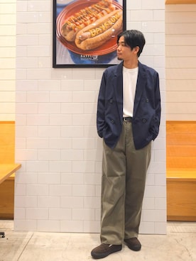 「BAYFLOW（ベイフロー）のアイテム」を使った、なかむさん（メンズ・170cm）の秋コーディネート