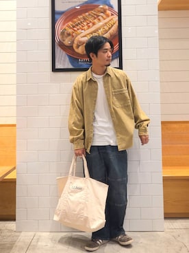 「BAYFLOW（ベイフロー）のアイテム」を使った、なかむさん（メンズ・170cm）の秋コーディネート
