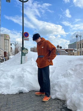 「THE NORTH FACE（ザノースフェイス）のアイテム（その他アウター、オレンジ系）」を使った、reotakeuchiさん（メンズ・175cm）の春コーディネート