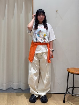 「CIAOPANIC TYPY（チャオパニックティピー）の【UNISEX】アマルフィーアソートプリントTEE（Tシャツ/カットソー、ホワイト系）」を使った、ゆめなさん（レディース・149cm）の夏コーディネート