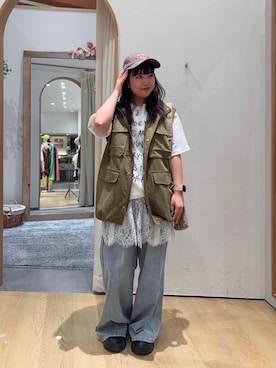 「CIAOPANIC TYPY（チャオパニックティピー）のアイテム（キャップ）」を使った、ゆめなさん（レディース・149cm）の夏コーディネート