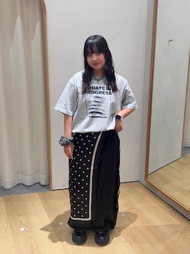 「CIAOPANIC TYPY（チャオパニックティピー）の【UNISEX】宇宙人プリントTシャツ（Tシャツ/カットソー）」を使った、ゆめなさん（レディース・149cm）の夏コーディネート