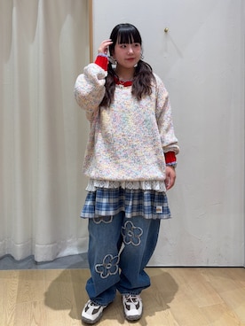 「アイテム（チュニック、ブルー系）」を使った、ゆめなさん（レディース・149cm）の秋コーディネート