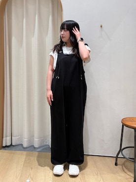 「CIAOPANIC TYPY（チャオパニックティピー）の【夏も快適/ドライタッチ】アソートフォトプリントフレンチスリーブTee（Tシャツ/カットソー、ホワイト系）」を使った、ゆめなさん（レディース・149cm）の夏コーディネート