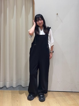 「CIAOPANIC TYPY（チャオパニックティピー）の【さらっと快適/二の腕カバー】綿麻袖ギャザー裾リボンバルーンシャツ（シャツ/ブラウス、ホワイト系）」を使った、ゆめなさん（レディース・149cm）の夏コーディネート