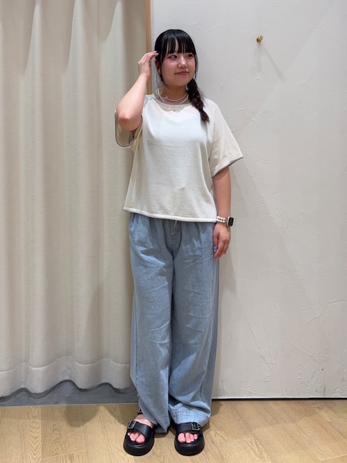 【接触冷感/二の腕カバーも叶う◎】配色ラグラン半袖ニットTee