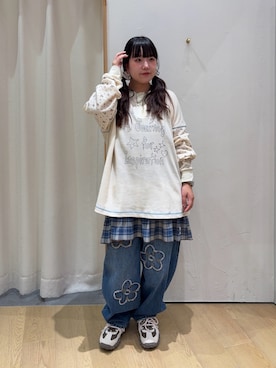 「アイテム（チュニック、ブルー系）」を使った、ゆめなさん（レディース・149cm）の秋コーディネート