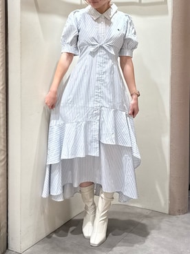 「dazzlin（ダズリン）のアイテム（ワンピース/ドレス）」を使った、momokoさん（レディース・160cm）の春コーディネート