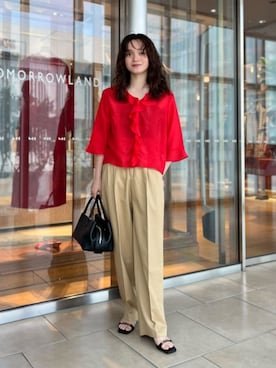 「MACPHEE（マカフィー）のアイテム（パンツ）」を使った、Chujo_TOMORROWLANDさん（レディース・156cm）の夏コーディネート