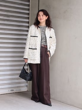 BALLSEYのノーカラージャケットを使った人気ファッション