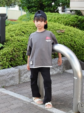 「BREEZE（ブリーズ）のアイテム（サンダル）」を使った、はるおみさん（キッズ・110cm）の夏コーディネート