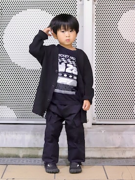 「devirock（デビロック）のアイテム（トップス）」を使った、はるおみさん（キッズ・110cm）の秋コーディネート