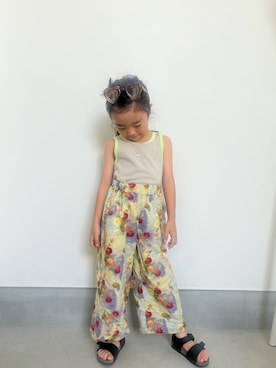 「MARKEY'S（マーキーズ）の無地スパンフライスタンクトップ（Tシャツ/カットソー、ホワイト系）」を使った、71529さん（キッズ・100cm）の夏コーディネート