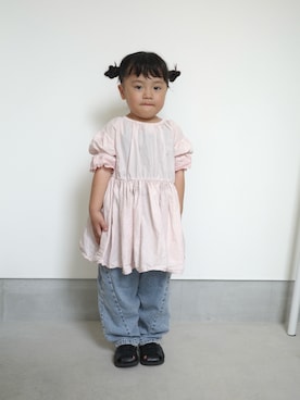 「しまむら（シマムラ）のアイテム（ワンピース/ドレス、ピンク系）」を使った、71529さん（キッズ・100cm）の夏コーディネート