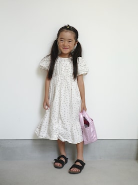 「しまむら（シマムラ）のアイテム（ワンピース/ドレス、ホワイト系）」を使った、71529さん（キッズ・100cm）の夏コーディネート