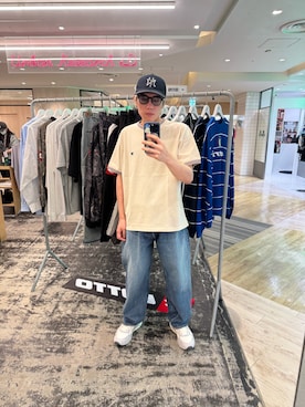 「URBAN RESEARCH（アーバンリサーチ）のNeedles　RINGER T-SHIRTS（Tシャツ/カットソー、ベージュ系）」を使った、あらたさん（メンズ・170cm）の春コーディネート
