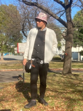 「no brand（ノーブランド）のアイテム（ハット）」を使った、street666monk315さん（メンズ・183cm）の冬コーディネート