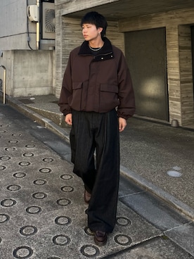 「SINSS（シンス）のWide balloon denim / ワイドバルーンデニム（デニムパンツ）」を使った、ryuseiwear17さん（メンズ・181cm）の冬コーディネート