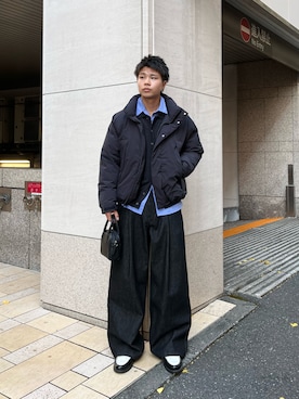 「アイテム（ボストンバッグ）」を使った、琉星さん（メンズ・181cm）の冬コーディネート