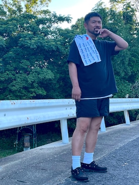 「アイテム（モカシン/デッキシューズ）」を使った、MITSUNORI MATSUMURAさん（メンズ・183cm・40代）の夏コーディネート