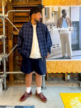 「Timberland（ティンバーランド）のアイテム」を使った、MITSUNORI MATSUMURAさん（メンズ・183cm）の夏コーディネート