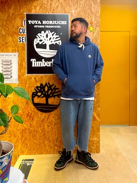 「アイテム（パーカー）」を使った、MITSUNORI MATSUMURAさん（メンズ・183cm・40代）の冬コーディネート