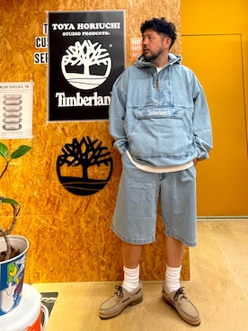 「Timberland（ティンバーランド）のアイテム（パンツ）」を使った、MITSUNORI MATSUMURAさん（メンズ・183cm）の春コーディネート