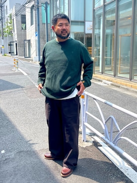「アイテム（モカシン/デッキシューズ）」を使った、MITSUNORI MATSUMURAさん（メンズ・183cm）の夏コーディネート