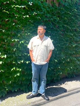 「Timberland（ティンバーランド）のアイテム（シャツ/ブラウス）」を使った、MITSUNORI MATSUMURAさん（メンズ・183cm・40代）の夏コーディネート