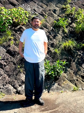 「アイテム（モカシン/デッキシューズ）」を使った、MITSUNORI MATSUMURAさん（メンズ・183cm・40代）の夏コーディネート