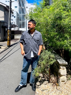 「Timberland（ティンバーランド）の＜Timberland＞3 EYE ミュール（サンダル）」を使った、MITSUNORI MATSUMURAさん（メンズ・183cm・40代）の夏コーディネート
