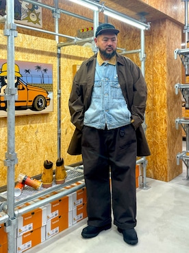 「アイテム（デニムジャケット）」を使った、MITSUNORI MATSUMURAさん（メンズ・183cm）の秋コーディネート
