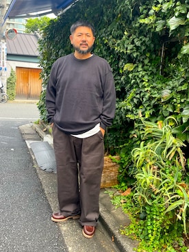 「アイテム（モカシン/デッキシューズ）」を使った、MITSUNORI MATSUMURAさん（メンズ・183cm）の夏コーディネート