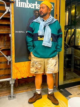 「アイテム（ニットキャップ/ビーニー）」を使った、MITSUNORI MATSUMURAさん（メンズ・183cm）の秋コーディネート