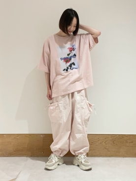 「アイテム（パンツ、ピンク系）」を使った、ichigolatte0279さん（レディース・165cm）の夏コーディネート